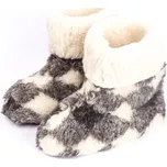 Vlnka TV bačkory z Merino vlny káro velikost obuv dospělí 35-36