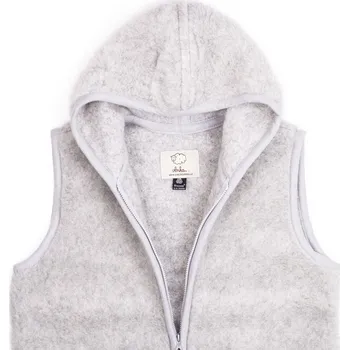 Vlnka Vlněná vesta Merino s kapucí světle šedá velikost oblečení S