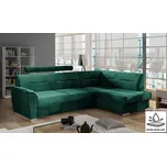 Rohová sedačka NEJBY WILUNA se záhlavníkem, pravá, voděodolná látka Monolith 37, zelená + vyzvednutí ZDARMA