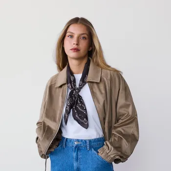 Reserved - Bunda bomber z&nbsp;imitace semiše - béžová - 937JM-80X - 937JM-80X-XS