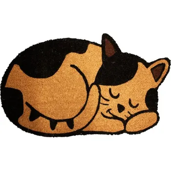 Rohožka Home Elements Kokosová venkovní rohožka kočka hnědá/černá 43 x 73 cm