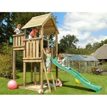 Hra na zahradu Dětské hřiště Palace s tmavě zelenou skluzavkou