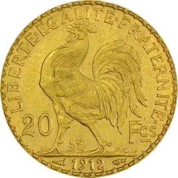 Historická zlatá mince 20 Frank Marianne Kohout (1907-1914)