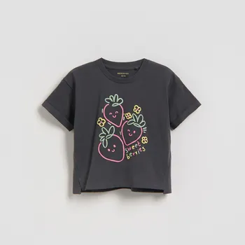 Reserved - Bavlněné tričko s potiskem - tmavě šedá - 705HU-90X - 705HU-90X-86