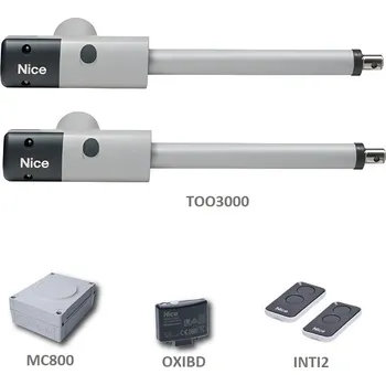 Pohon brány TOO3000KLT - sada pohonů Nice, křídlo do 3 m - teleskopické 230 V pohony křídlové brány, elektronika, přijímač, 2 x vysílač