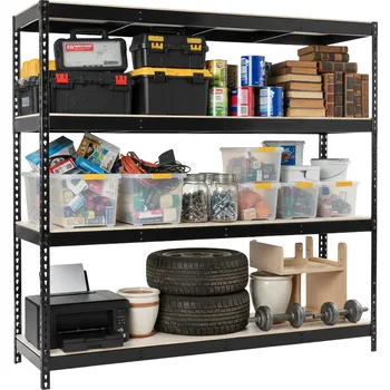 Dílenský regál Lakovaný černý regál Mamutex Heavy 1800x1800x500 mm – 4 police, nosnost 1200 kg