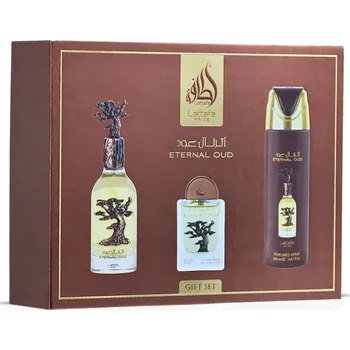 Unisex parfém Lattafa Perfumes Eternal Oud Dárková sada EDP 100 ml, deospray 200 ml a EDP 20 ml