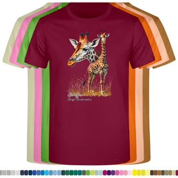 detske-levne-bavlnene-tricko-potisk-zirafy Barva: Burgundy - vínová, Dětská bavlněná trička JHK: M