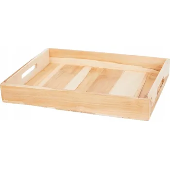 VELKÝ DŘEVĚNÝ PODNOS S UCHYTY, TEAKOVÉ DŘEVO, 39x29x5.5cm