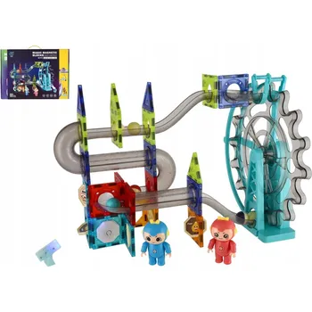 ostatní stavebnice Kuličková dráha magnetická plastová 80 dílků, 16 kuliček + příslušenství na baterie