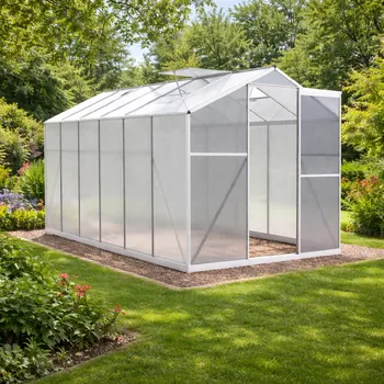 Skleník Skleník se základnou BestBerg BBGH-1206S / 7,05 m² / 371 × 190 × 206 cm / stříbrná
