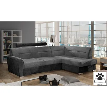 Sedací souprava Rohová sedačka NEJBY WILUNA se záhlavníkem, pravá, látka Freya, šedá/tmavě šedá + vyzvednutí ZDARMA