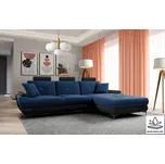 Rohová sedačka NEJBY PREMIUM YLARIS s úložným prostorem, pravá, modrá látka/černá ekokůže + vyzvednutí ZDARMA
