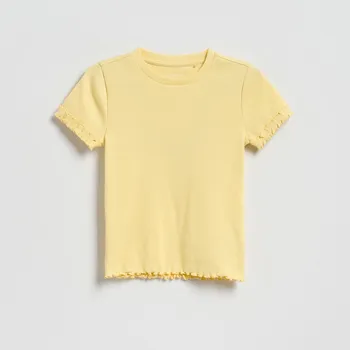 Reserved - Bavlněné tričko s ozdobnými volány - světle žlutá - 408HU-10X - 408HU-10X-U12