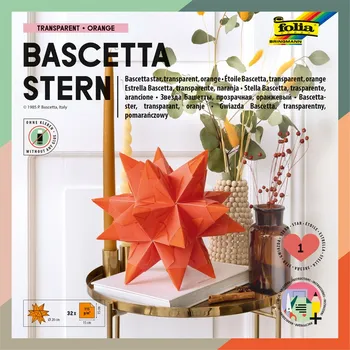 Umělecký papír Origami hvězda Bascetta 30 listů 20x20 cm oranž