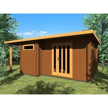 Zahradní domek Zahradní domek Ueli 450x350 s dvoukřídlými dveřmi a s přístřeškem