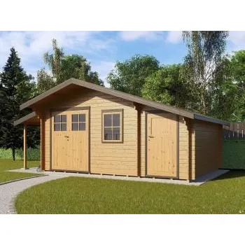 Zahradní stavba Zahradní domek Zita 490x350 Ekonomik, dvoukřídlé dveře, přístřešek