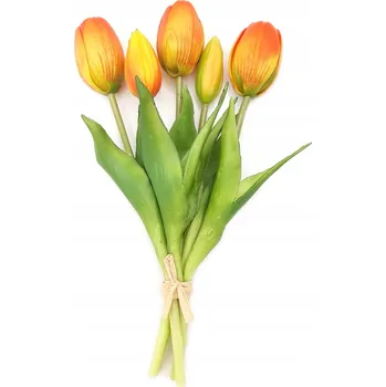 umělá květina TULIPÁNY SILIKONOVÉ KYTICE 5ks ORANŽOVÁ UMĚLÉ KVĚTY TULIPÁN