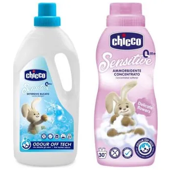 Prací prostředek CHICCO Prostředek prací dětský Sensitive 1,5 l + Aviváž konc. Květinové objetí 750 ml