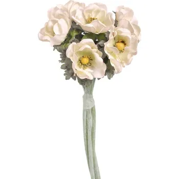 umělá květina Kytice sasanek anemon 6ks - krém s nádechem do růžova