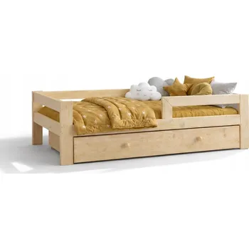 Dětská dřevěná postel hnědá se zásuvkou 90x180 cm