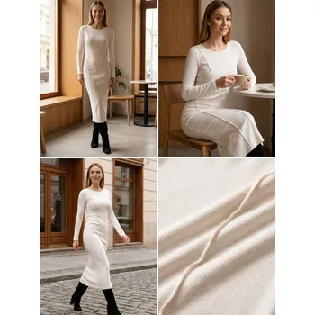 Dámské šaty Sinsay - Teplákové šaty - krémová - 079IQ-01X - 079IQ-01X-XS