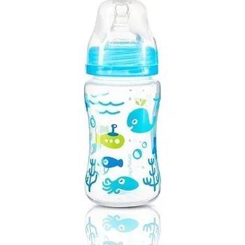 Kojenecká láhev BabyOno antikoliková láhev se širokým hrdlem, 240 ml - modrá