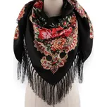 Šátek folklór květy s třásněmi 105x105 cm Varianta: 7 černá, Balení: 1 ks