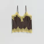 Reserved - Top s ozdobnou krajkou - tmavě hnědá - 886KB-89X - 886KB-89X-XS