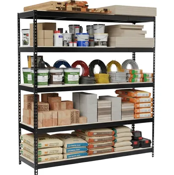 Dílenský regál Lakovaný černý regál Mamutex Heavy 2160x1400x600 mm – 5 polic, nosnost 1500 kg