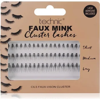 Péče o řasy a obočí Technic Cosmetics Faux Mink Cluster Lashes umělé řasy s lepidlem 54 ks