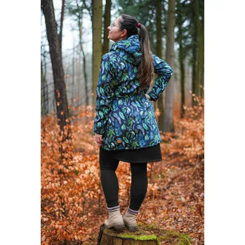 Dámský kabát Softshellový kabát - základní - zelené lístečky Velikost: M
