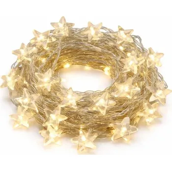 LED páska DECOLED Easy Fix LED světýlka dekorativní řetěz 10,5 m hvězdičky, teple bílá, 70 diod, čirý kabel IP20 interiér, prodlužovací
