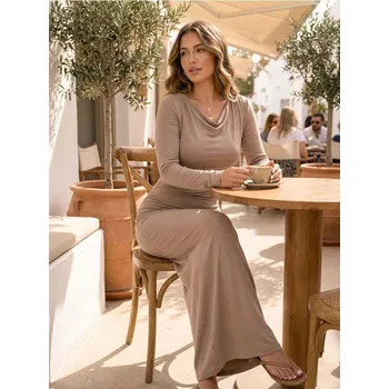 Dámské šaty Sinsay - Přiléhavé midi šaty - béžová - 580CE-12X - 580CE-12X-XS-1