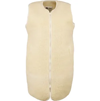 Vlnka Prodloužená vlněná vesta na zip přírodní velikost oblečení L