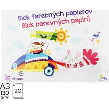 Skicák A3, blok barev.papírů, 20 listů, 130g/m2