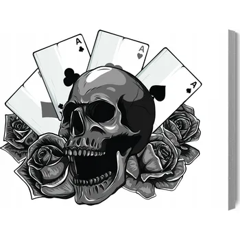 Obraz Obraz Na Plátně Lebka na Pozadí Karet 90x60