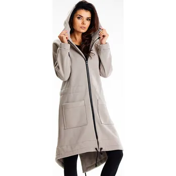 Dámská mikina Dlouhá mikina na zip s kapsami a kapicí M333 Barva: Šedá, Velikost: L/XL