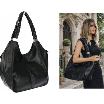Kabelka Dámská kabelka přes rameno velká italská dudlin Shopper 203C Černá