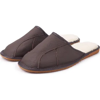 Pánské pantofle Vlnka Pánské kožené pantofle s ovčí vlnou Josef velikost obuv dospělí 40