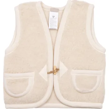 Dívčí vesta Vlnka Dětská vesta z ovčí vlny s knoflíky přírodní velikost oblečení M