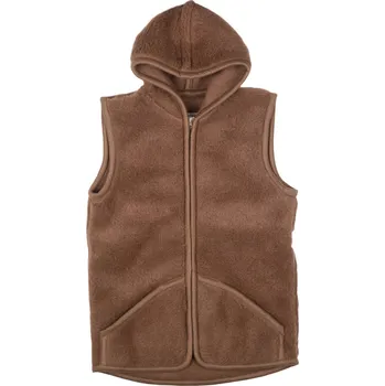 Vlnka Vlněná vesta Merino s velbloudí vlnou a kapucí hnědá velikost oblečení 4XL