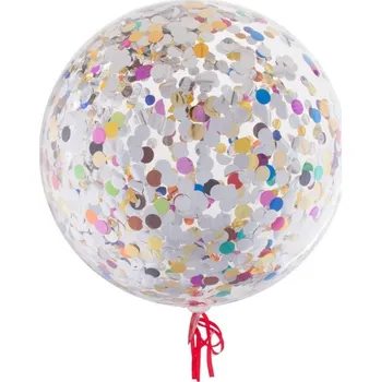Průhledný balónek s barevnými konfetami 46cm