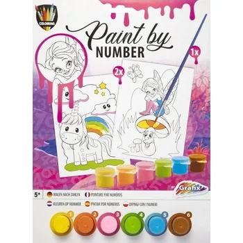 omalovánky Malování podle čísel - Jednorožec a víla