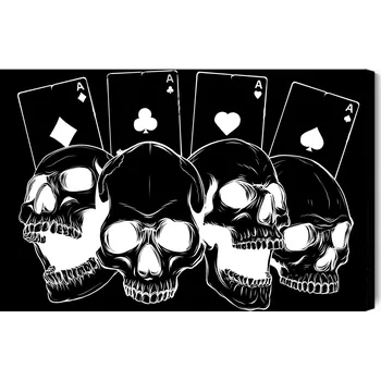 Obraz Obraz Na Plátně Lebky na pozadí karet 90x60