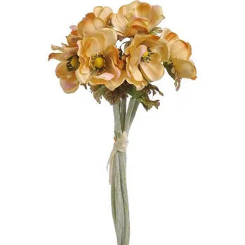 umělá květina Kytice sasanek anemon 6ks - žlutá vanilla - autumn