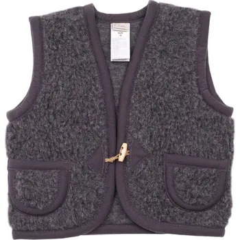 Dívčí vesta Vlnka Dětská vesta z ovčí vlny s knoflíky tmavě šedá velikost oblečení XS