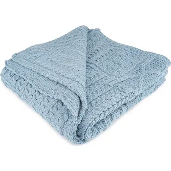 deka Vlnka Vlněný pletený pléd Merino modrá velikost lůžkovin 100x150