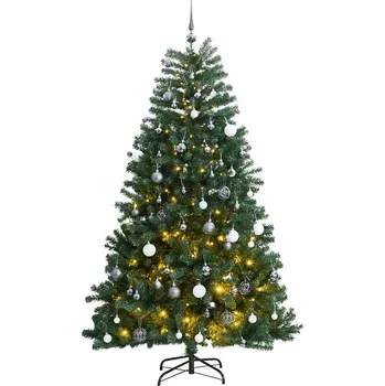 Vánoční stromek zahrada-XL Umělý sklápěcí vánoční stromek s 300 LED a koulemi 240 cm 3210166