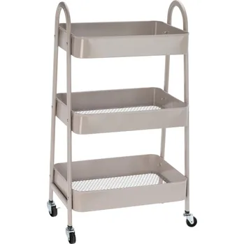 Úložný box HOMESTYLING Kuchyňský úložný vozík třípatrový kov béžová KO-C80902030